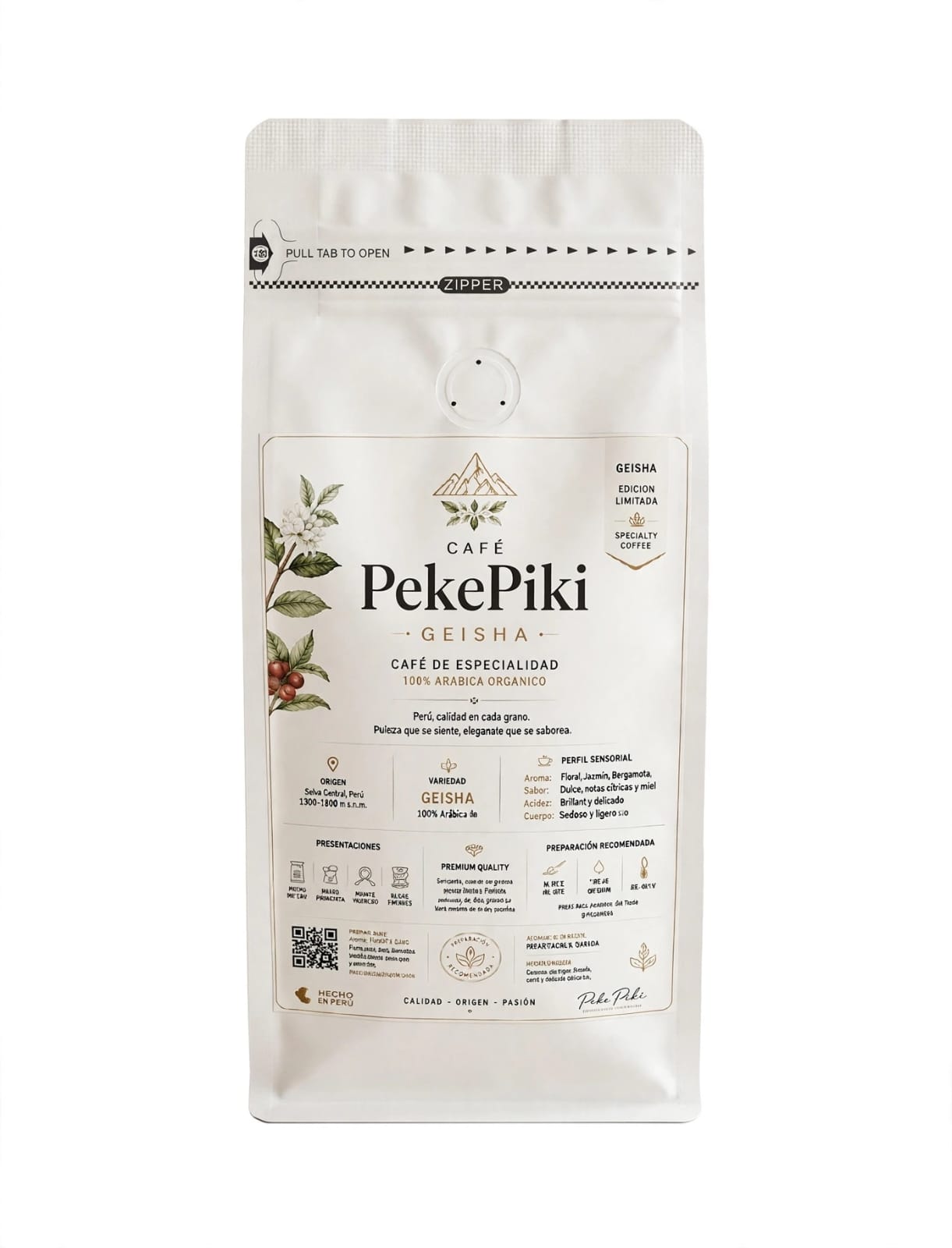 Bolsa de Café Geisha PekePiki 8oz Edición Limitada de origen peruano